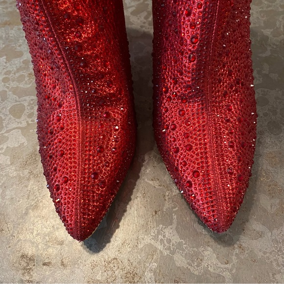 Jess Lea Boots Heel Ankle Woman’s 8 Bedazzled Beaded Studded Zip 4” square - Picture 14 of 15